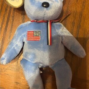 Build-A-Bear Blue Plush Toy with Flag Patch